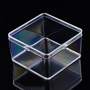 Polystyrene Plastic Bead Storage Containers, Square , Clear, 9.4x9.4x5.5cm(CON-N011-040)