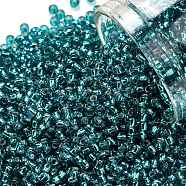 TOHO Round Seed Beads, Japanese Seed Beads, (23BDA) Green Aqua Silver Lined, 11/0, 2.2mm, Hole: 0.8mm, about 1103pcs/10g(X-SEED-TR11-0023BDA)