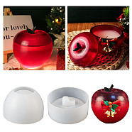 Teacher's Day Apple Candle Jar Molds, Silicone Concrete Molds for Candle Holder with Lids, Candles Resin Mould, Epoxy Resin Casting Molds, White, 100x41.5~65mm, Inner Diameter: 79~82mm(SIMO-D003-04)