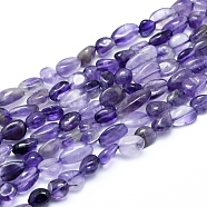 Natural Amethyst Beads Strands, Tumbled Stone, Nuggets, 5~12x6~7mm, Hole: 0.8mm, about 46~57pcs/strand, 15.16 inch(38.5cm)(G-L550A-05)