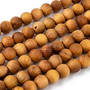 Natural Wood Beads Strand, Round, 6mm, Hole: 1mm, about 66pcs/strand, 15.5 inch(39.5cm)(X-WOOD-F006-01-6mm)