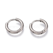 304 Stainless Steel Huggie Hoop Earrings, Hypoallergenic Earrings, Ring, Stainless Steel Color, 12 Gauge, 12x2mm, Pin: 0.8mm(EJEW-L256-05M-P)