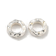 925 Sterling Silver Beads, Textured Ring, Silver Color Plated, Silver, 5.8x1.6mm, Hole: 3mm, about 37pcs/10g(STER-C007-02C-S)