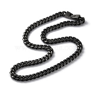 Ion Plating(IP) 304 Stainless Steel Cuban Link Chain Necklaces, Antique Silver, 22.83 inch(58cm)(NJEW-P288-07AS)
