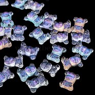 Transparent Resin Cabochons, with Glitter Powder, Bear, Mixed Color, 10x8x3mm(CRES-N030-026-B)
