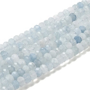 Natural Aquamarine Beads Strands, Faceted, Rondelle, 6.5x4.5mm, Hole: 0.9mm, about 81~82pcs/strand, 15.16~15.31''(38.5~38.9cm)(G-B074-A01-02)