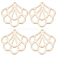 Brass Pendants, Fan, Real 18K Gold Plated, 25.5x26x1mm, Hole: 0.9mm, 10pcs/box(KK-BBC0005-08)