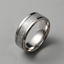 Textured 201 Stainless Steel Finger Ring, Stainless Steel Color, Inner Diameter: 19.7mm(RJEW-WH0017-05P)