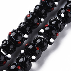 Handmade Bumpy Lampwork Beads Strands, Frog, Black, 20.5~22x13.5~15.5x12.5~13.5mm, Hole: 2mm, about 25pcs/strand, 20.16 inch~20.28 inch(51.2cm~51.5cm)(LAMP-T007-16A)