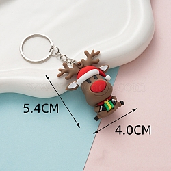 PVC Plastic Keychain, Christmas Theme, Deer, Pendant: 5.4x4cm(PW-WG3A7B9-10)