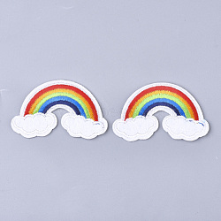 Computerized Embroidery Cloth Iron On Patches, Costume Accessories, Appliques, Rainbow, Colorful, 63x40x1.5mm(FIND-T030-092)