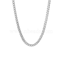 201 Stainless Steel Curb Chain Necklaces for Men, Stainless Steel Color, 19.69 inch(50cm), Link: 6x5x1.5mm(NJEW-Q336-08C-P)