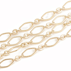 3.28 Feet Brass Chains, Soldered, Real 18K Gold Plated, 9x4.5x0.4mm(X-CHC-S003-02G)