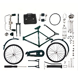 DIY Retro Alloy Bicycle Model Ornament with Inflator, for Home Desktop Decoration, Dark Slate Gray, 190x30x135mm(PW-WG69621-02)