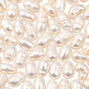 4 Strands Natural Cultured Freshwater Pearl Beads Strands, Rice, Creamy White, 6~7x5~5.5mm, Hole: 0.5mm, about 25~29pcs/strand, 6.89~7.09''(17.5~18cm)