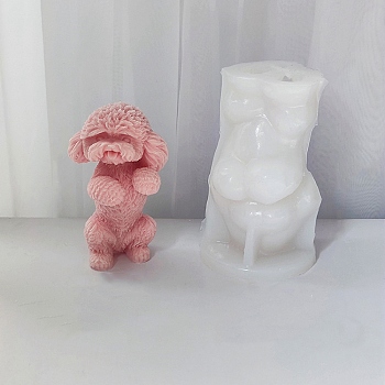 3D Standing Teddy Dog Figurine DIY Silicone Candle Molds, for Scented Candle Making, White, 7.8x8.4x13.6cm, Inner Diameter: 5.1x4.2cm