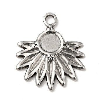 304 Stainless Steel Pendant Cabochon Settings, Flower, Stainless Steel Color, Tray: 6mm, 24x21x2mm, Hole: 2.8mm