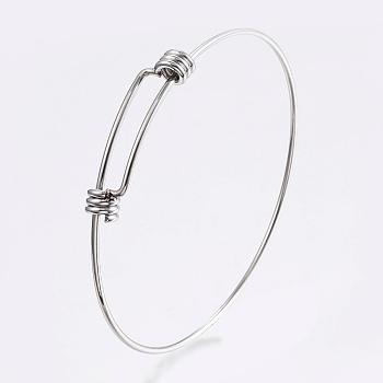 Adjustable 304 Stainless Steel Expandable Bangle Making, Stainless Steel Color, 2-1/4 inchx2-1/2 inch(56x63mm), 1.5mm