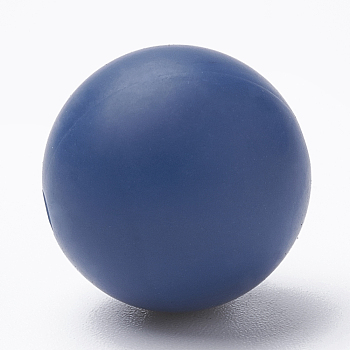 Food Grade Eco-Friendly Silicone Beads, Round, Marine Blue, 12mm, Hole: 2mm