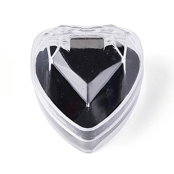 Valentine's Day Transparent Acrylic Ring Storage Boxes, Heart Shaped Single Ring Gift Cases, with Sponge Inside, Black, 3.95x4x3.5cm