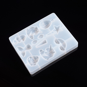 Silicone Molds, Resin Casting Molds, For UV Resin, Epoxy Resin Jewelry Making, Mixed Shapes, White, 150x121x17mm, Inner Diameter: 16~47x11~43mm