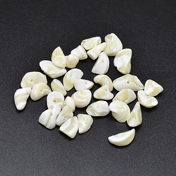 Dyed Natural Shell Nuggets Chips Beads, Beige, 9~14x6~10mm, Hole: 1mm, about 560pcs/500g