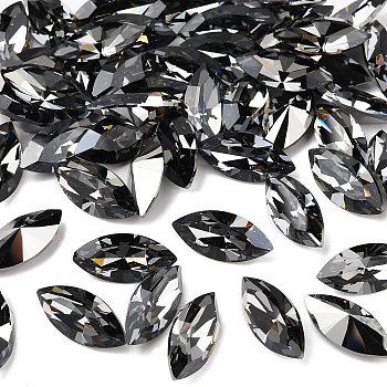 Preciosa&reg MAXIMA Crystal Fancy Stones, Czech Crystal, 435 14 615 Navette(Horse Eye), Aluminium Layer, 00030 260 NightFall, 15x7mm