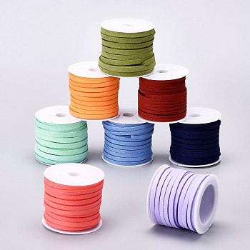 Eco-Friendly Faux Suede Cords, Faux Suede Lace, Mixed Color, 3~6x1mm, about 5.46 yards(5m)/roll