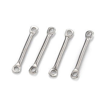304 Stainless Steel Link Connectors, Rectangle, Stainless Steel Color, 15x2x1.2mm, Hole: 1.2mm