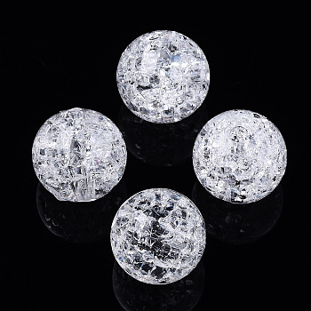 Transparent Crackle Style Acrylic Beads, Round, Clear, 12mm, Hole: 2mm, about 520pcs/500g