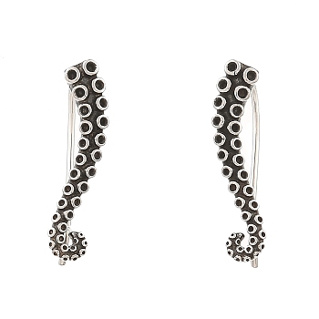 Antique Silver 316 Surgical Stainless Steel Dangle Earrings, Octopus, 25.5x5.5mm