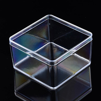 Polystyrene Plastic Bead Storage Containers, Square , Clear, 9.4x9.4x5.5cm