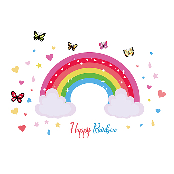 PVC Wall Stickers, for Wall Decoration, Rainbow Pattern, 320x560mm
