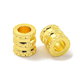 Brass European Beads, Large Hole Beads, Long-Lasting Plated, Lead Free & Cadmium Free, Grooved Beads, Column, Real 18K Gold Plated, 7x6mm, Hole: 4mm