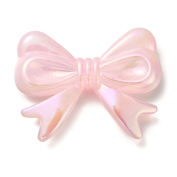 Acrylic Beads, Bowknot, Pink, 35x46x8mm, Hole: 3mm