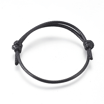 Korea Waxed Polyester Cord Bracelet Making, Adjustable, Black, 1-1/8 inch(3cm)~2-1/4 inch(5.8cm), 4.5~7.5mm