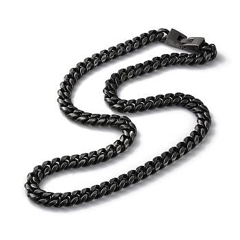 Ion Plating(IP) 304 Stainless Steel Cuban Link Chain Necklaces, Antique Silver, 22.83 inch(58cm)