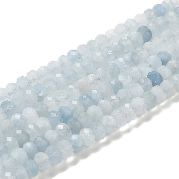 Natural Aquamarine Beads Strands, Faceted, Rondelle, 6.5x4.5mm, Hole: 0.9mm, about 81~82pcs/strand, 15.16~15.31''(38.5~38.9cm)