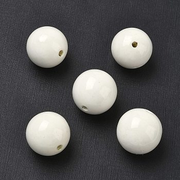 Handmade Fancy Antiqued Glazed Porcelain Beads, Round, White, 25mm, Hole: 4mm