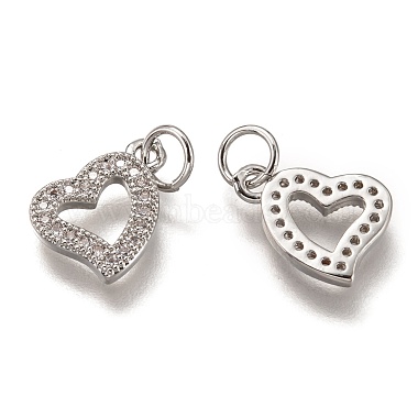 Brass Micro Pave Clear Cubic Zirconia Charms(ZIRC-B002-60P)-2