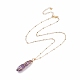 Double Pointed Natural Amethyst Pendant Necklace(NJEW-JN03720-02)-3