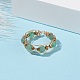 Round Natural Green Aventurine Braided Bead Finger Ring with Glass(RJEW-JR00450-01)-2
