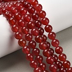 Natural White Jade Bead Strands, Dyed, Round, Red, 8mm, Hole: 1mm, about 48pcs/strand, 14.9 inch(G-R165-8mm-15)