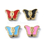 Ion Plating(IP) 304 Stainless Steel Enamel Beads, Real 18K Gold Plated, Butterfly, Mixed Color, 10x13.5x3.5mm, Hole: 1.4mm(STAS-Q318-09)