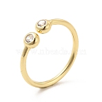 Clear Cubic Zirconia Open Cuff Ring, Brass Jewelry for Women, Cadmium Free & Lead Free, Golden, US Size 6 1/2(16.9mm)(RJEW-G274-01G)