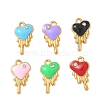 304 Stainless Steel Enamel Pendants, Heart Charms, Ion Plating(IP), Mixed Color, 14x8x4.5mm, Hole: 1mm(STAS-I346-52G)