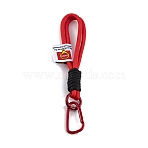 Braided Nylon Strap, Alloy Clasp for Key Chain Bag Phone Lanyard, Red, 18.5~19cm(AJEW-L095-A01)