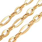 201 Stainless Steel Oval Link Chains, with Spool, Ion Plating(IP), Unwelded, Real 18K Gold Plated, 17x7x1.5mm and 11x7x1.5mm(CHS-H118-18G)
