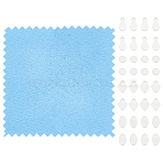 32Pcs 4 Styles 925 Sterling Silver Charms, Blank Charms, with Suede Fabric Square Silver Polishing Cloth, Silver, 4~8x3.5~5x0.5mm, Hole: 0.7~1mm, 8pcs/style(STER-UN0001-12)