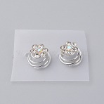 Spiral Hair Pin Coil Alloy Hair Accessories, with Rhinestone, for Wedding Bridal Party, Platinum, 14x9mm(OHAR-WH0019-16)